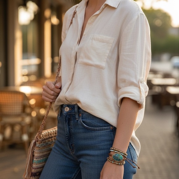 Ocean Jasper Wrap Boho Bracelet - Picture 2 of 3